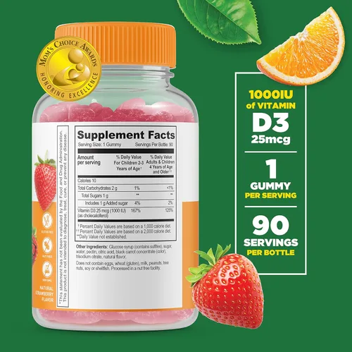 Vista 2 de Lifeable Vitamina D Kids + paquete de gomitas de apoyo inmunológico para niños, gran sabor, suplemento vitamínico, sin gluten, sin OMG, gomita