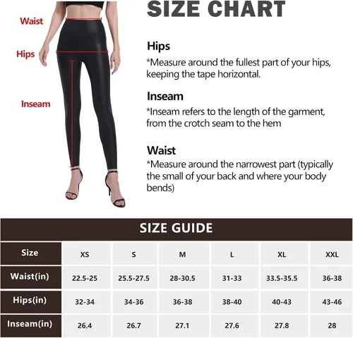 Vista 6 de HARTPOR Leggings de piel sintética para mujer, elásticos, de cintura alta, brillantes, pantalones de cuero, leggings de piel de piel sintética