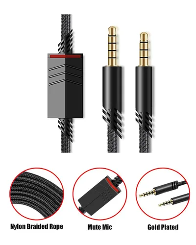 Vista 7 de Cable de repuesto para auriculares Astro A40 compatible con Astro A40, cable de audio silencioso en línea para auriculares Astro A10/A40/A40TR