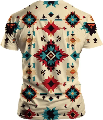 Vista 3 de Camiseta de manga corta con cuello redondo y diseño azteca divertido
