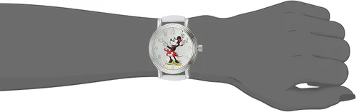 Vista 6 de Disney Minnie Mouse Reloj de cuarzo analógico para adultos, estilo vintage, con manos articuladas, Blanco