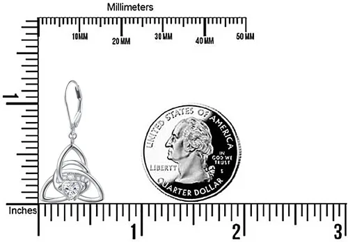 Vista 6 de Aretes de plata de ley S925 con nudo celta para mujer, aretes de gancho colgantes irlandeses de buena suerte