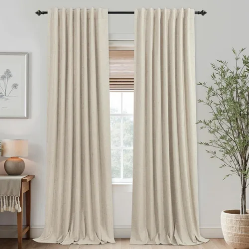 Vista 89 de KOUFALL - Cortinas de medio estilo francés de lino para ventana, juego de 2 cortinas cortas de 40 pulgadas de longitud, para privacidad, cortinas