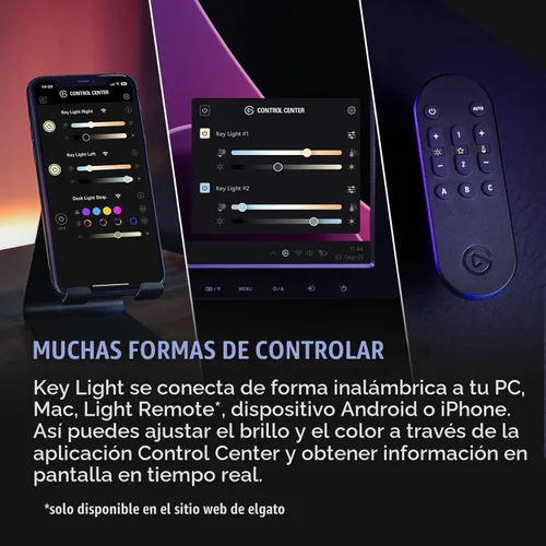 Vista 6 de Elgato Key Light - Luz de estudio profesional de 2800 lúmenes con abrazadera de escritorio para streaming, grabación y videoconferencia, temperatura