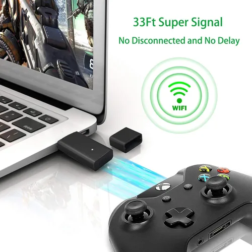Vista 4 de Adaptador inalámbrico para Xbox Works para Windows 10 compatible con Xbox One Controller Xbox One X Xbox One S y Elite Series Controller