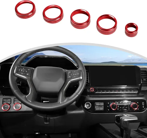 Vista 9 de CheroCar Kit de moldura de perilla de control para Chevy Silverado GMC Sierra1500 LT y superiores 2022-2025, para 2024-2025 2500HD/3500HD LT