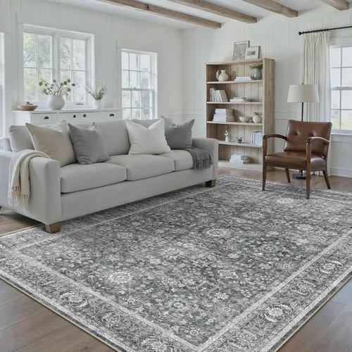 Vista 138 de PureCozy Alfombra de área beige de 2 x 3 pulgadas, lavable, vintage, pequeña, para entrada, cocina, suave, retro, floral, de pelo bajo, tapete