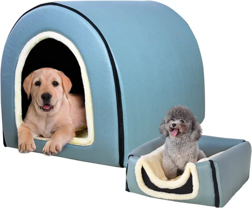 Vista 9 de Cama para gato o cama para perro, 2 formas de uso, casa de mascotas para interior con alfombra esponjosa, cubierta extraíble y lavable, fondo Grúas