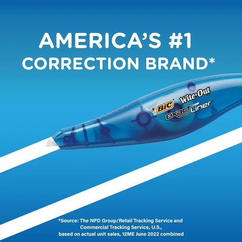 Vista 4 de BIC Wite-Out Brand Exact Liner Cinta correctora, 19.6 pies, color blanco, 10 unidades Fast, Clean, And Easy to Use Tear-Resistant for Smooth