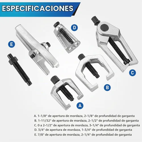 Vista 3 de ATPEAM Separador de rótula Pitman de 5 piezas Juego de herramientas de extremo de barra de acoplamiento para servicio frontal, kit de extracción