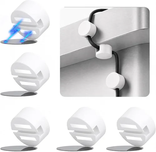 Vista 11 de Maveek Soporte magnético para cables, 5 clips para cables de escritorio 5 negro