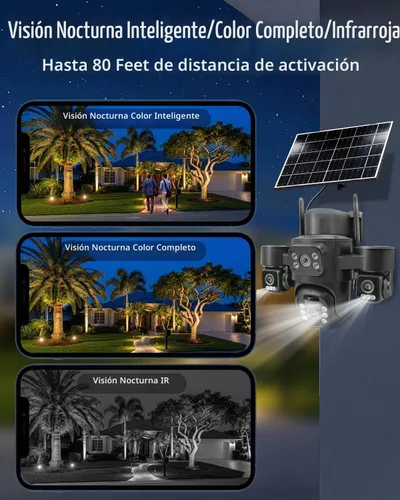 Vista 7 de 3-Lens Wireless Outdoor Camera for Home Security (3-Lens Black)