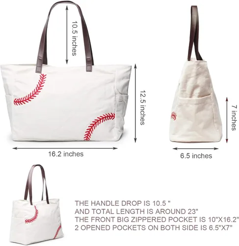 Vista 2 de YIQIGO Bolso de béisbol de la mamá del bolso de lona oversize de la utilidad de los deportes ocasionales de la bolsa de todo propósito organizador