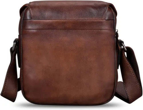 Vista 3 de IVTG Bolso de mensajero de cuero genuino para hombre, bolso de hombro cruzado, bolso casual para el trabajo, negocios, diario