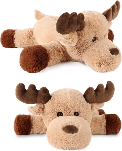 Vista 7 de WEIGEDU Adorable caribou - Peluche de reno y alce peludo, juguete de peluche para niños, bebés, niños, decoración de cumpleaños, hora de dormir, 13