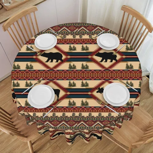 Vista 43 de Mantel azteca, diseño geométrico tribal, decoración rústica de nativos americanos, estilo suroeste, impermeable, lavable, para decoración de cocina
