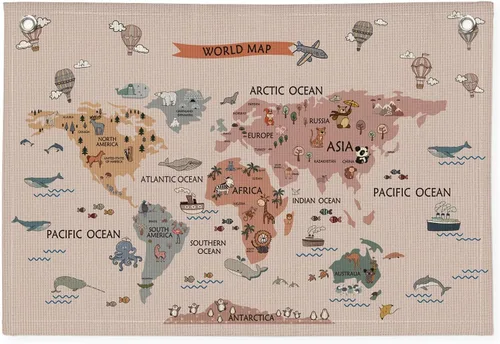Vista 13 de Wheatwin Decoración de sala de juegos, pancarta de mapa del mundo para niños, mapas del mundo para pared, mapa del mundo, lindo tapiz de animales