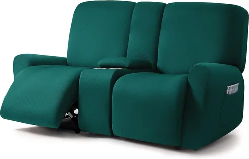 Vista 30 de ULTICOR Fundas para sofá reclinable de 8 piezas con diseño de jacquard cuadrado, fundas elásticas para sofá reclinable de 3 cojines, gruesas, suaves