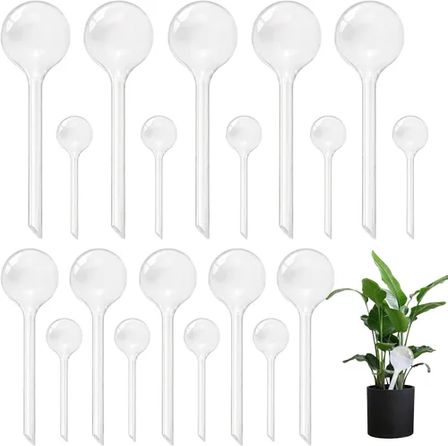 Vista 12 de 10 globos transparentes de riego de plantas, bombillas de plástico de riego automático, dispositivo de riego automático de flores, bebedero