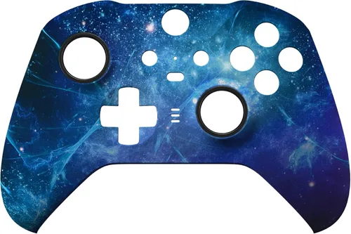 Vista 3 de eXtremeRate Blue Nebula Replacement Faceplate Cover for Xbox One Elite Controller Series 2 (Model 1797), Soft Touch Front Housing Shell Case &