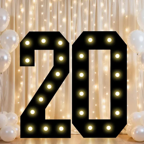 Vista 43 de Pooqla - Números iluminados negros, decoraciones de cumpleaños 50 para hombres Number 50