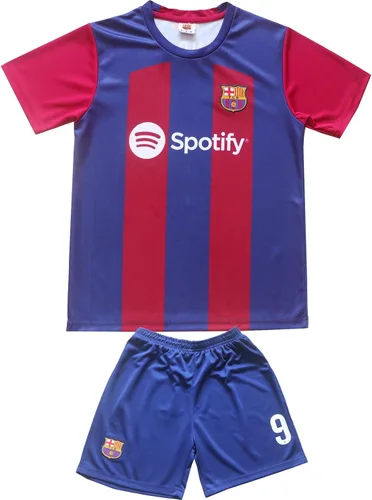 Vista 2 de Juego de calcetines cortos de fútbol para niños 20232024 Barca Home #9 Robert Lewandowski Football Soccer Kids Jersey, tallas juveniles