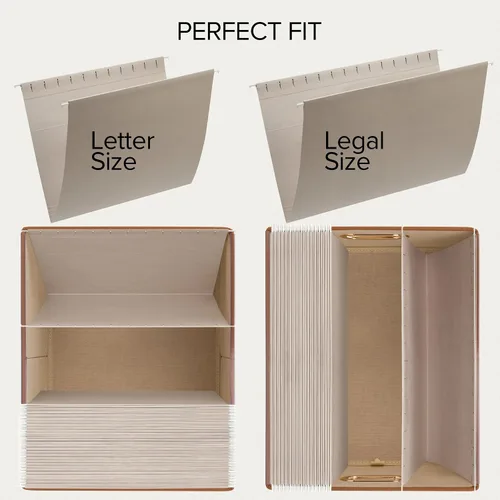 Vista 5 de ZICOTO Caja organizadora decorativa de archivos, juego de 2 archivadores plegables de lino con asas, perfectos para almacenar todos tus documentos