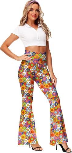 Vista 6 de Deerose Pantalones hippies elásticos de cintura alta para mujer