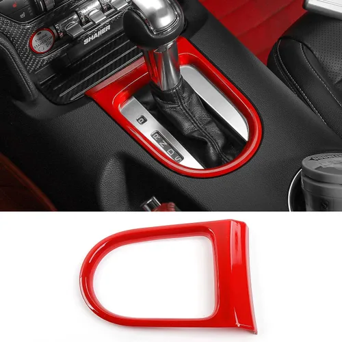 Vista 8 de RT-TCZ Cubierta del marco del panel de cambio de marchas, accesorios adhesivos compatibles con Ford Mustang 2015 2016 2017 2018 2019 2020 2021 2022