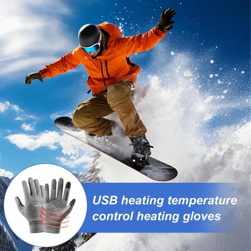 Vista 4 de Guantes eléctricos Ropa de mano con calefacción USB, interior de forro polar impermeable a prueba de viento Ciclismo al aire libre, deportes