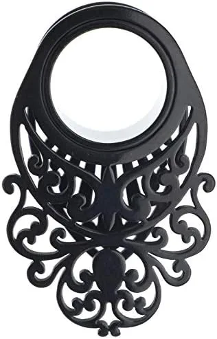 Vista 2 de Piercing dilatador de acero quirúrgico 316L, color dorado, plateado y negro