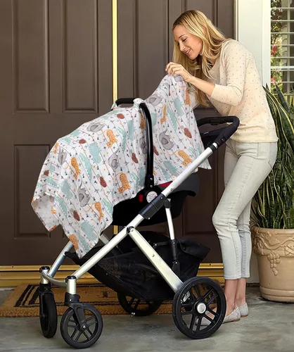 Vista 6 de Metplus Funda de muselina para asiento de coche para bebés, funda transpirable para asiento de coche infantil, funda ligera para portabebés