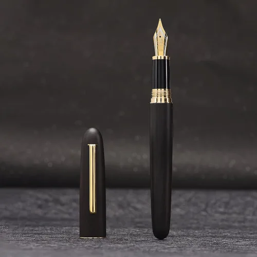 Vista 5 de Jinhao 9036 - Pluma estilográfica de madera de ébano de cerezo, tamaño extrafino con estuche de metal