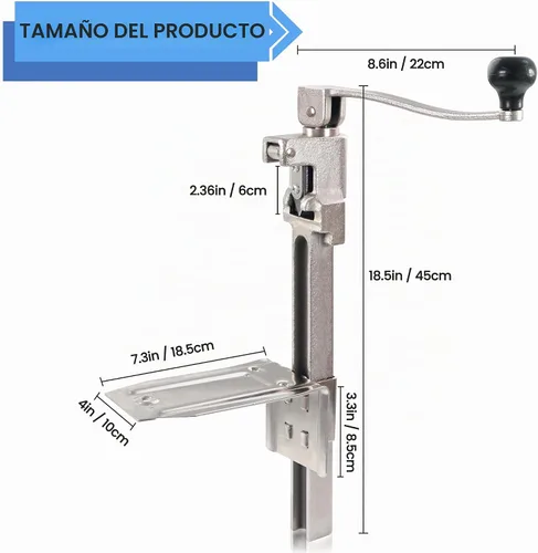 Vista 2 de MoHern Abrelatas comercial resistente, abrelatas industrial para latas #10, abrelatas manual con base de acero chapado para restaurante, tienda