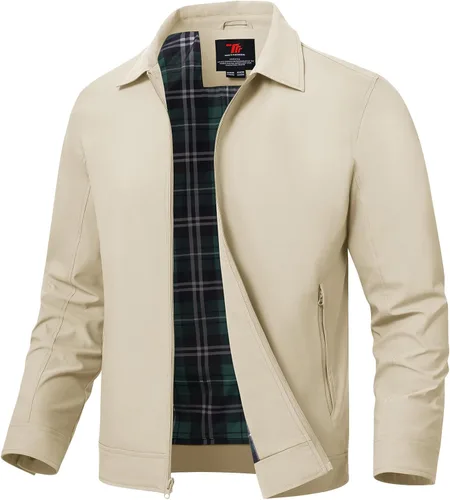 Vista 8 de TBMPOY Chaquetas ligeras para hombre, cortavientos ligeros, con cremallera completa, casual, para trabajo, golf, negocios, otoño, abrigo