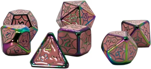 Vista 21 de Juego de dados de metal con escamas de dragón en color negro con caja de exhibición, perfecto para juegos, equilibrio adecuado y distribución