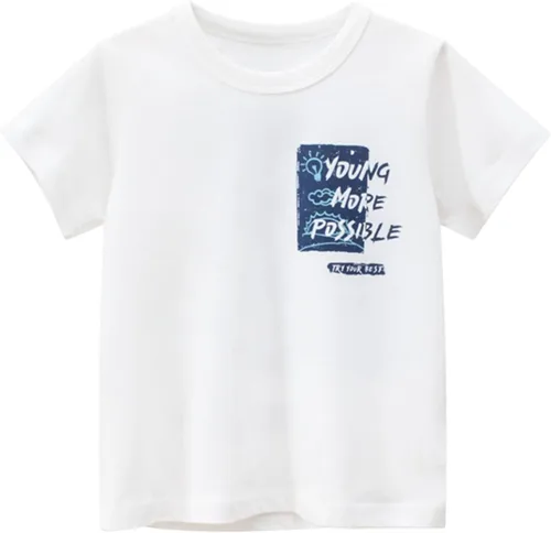 Vista 8 de Camisetas de manga corta para niños pequeños, camisetas de algodón con gráfico casual y cuello redondo para verano Azul marino/Rocket
