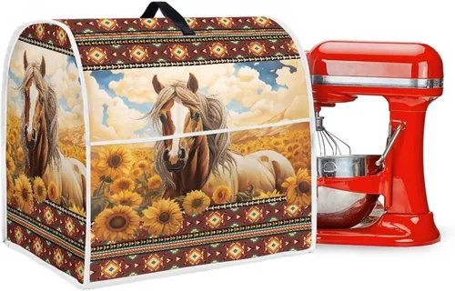 Vista 5 de Funda para batidora de pie de caballo occidental de girasol compatible con cabezal inclinable KitchenAid de 4.5 a 5 cuartos de galón, cubierta