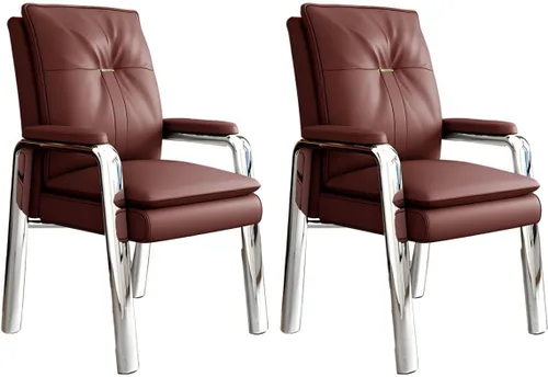 Vista 24 de PU Leather Conference Chair with Fixed Arms High-Back Ergonomic Mahjong Chair Chess Card Room Backrest Computer Chair Long-Term Sitting Mahjong
