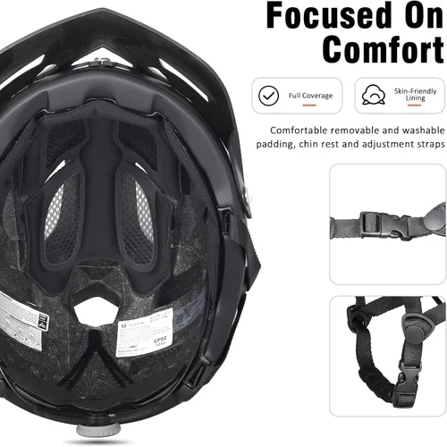 Vista 6 de Casco de bicicleta de montaña Bosoar, casco de ciclismo para adultos con soporte para cámara y visera desmontable para hombres, mujeres y jóvenes