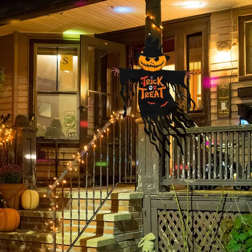 Vista 3 de Bandera de Jardín de Halloween para Exteriores Decoraciones al Aire Libre Impresas Doble Cara, Calabaza Fantasma Banderas de Patio para Invierno