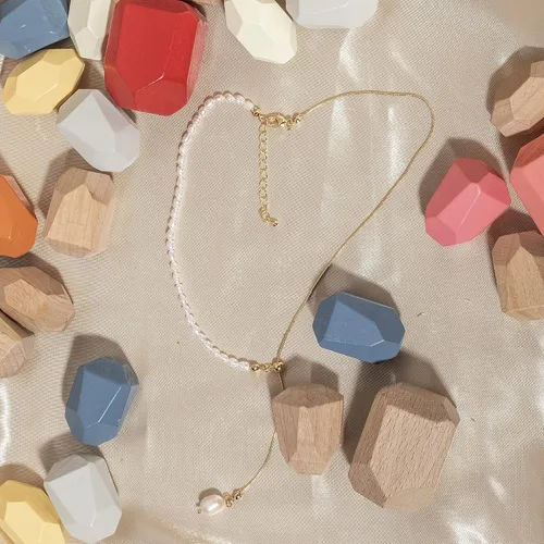 Vista 5 de Cowlyn Collar con colgante de perlas, cadena Lariat en forma de Y, oro de 14 quilates, colgante largo, joyería para mujeres y niñas, Metal