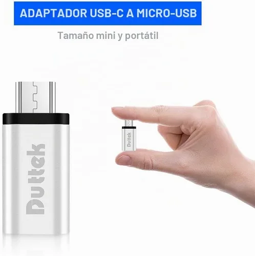 Vista 7 de Duttek Adaptador USB-C a Micro USB, 480 Mbps, compatible con OTG, para FLIR One Pro, Huawei Y7/Y6/P Smart/P8 Lite y Smartphones, Tablets