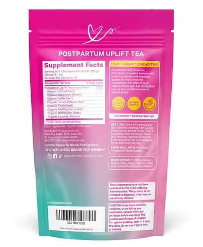 Vista 9 de Pink Stork Té posparto Upliflift: recuperación posparto + apoyo del estado de ánimo, equilibrio hormonal para mujeres después del embarazo