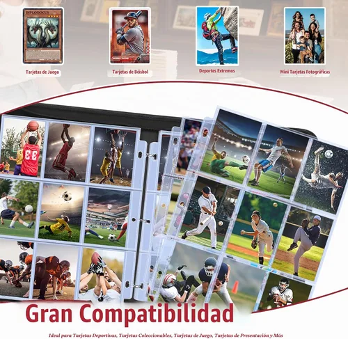 Vista 5 de Carpeta de 900 bolsillos para tarjetas de béisbol para tarjetas de intercambio, fundas para tarjetas de béisbol, juego de protectores para tarjetas