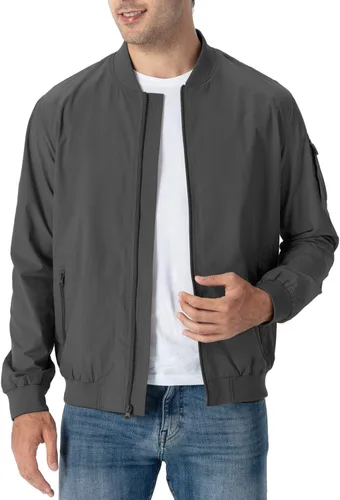Vista 3 de Rdruko - Chaqueta bomber ligera cortavientos de corte universitario, casual, para hombre