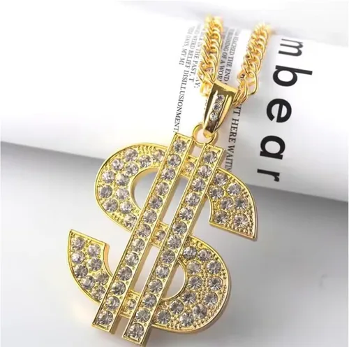 Vista 4 de Long tiantian Juego de collar y anillos de los años 90, traje de los años 80 para mujer, fiesta de hip hop, oro de los años 8090, accesorios