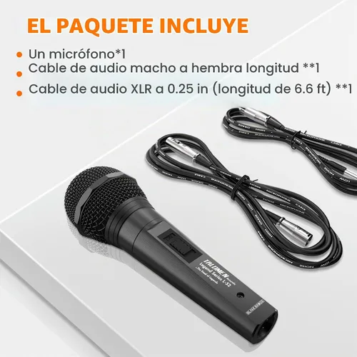 Vista 7 de talomen Micrófono con cable para cantar, hembra de metal, interruptor de encendido/apagado, micrófono dinámico vocal profesional con cable de audio