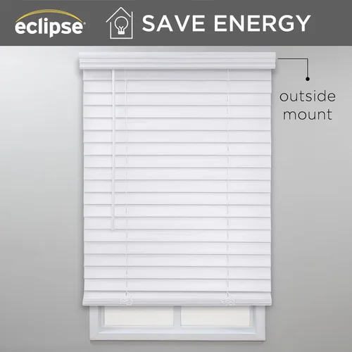Vista 6 de Eclipse Persianas de madera falsa de 2 pulgadas, 33 x 72 pulgadas (ancho x largo) en blanco - Persianas sin cordón, certificadas como seguras