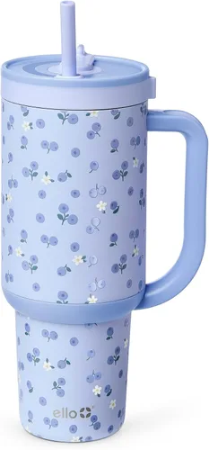 Vista 16 de Ello Oasis Vaso de 24 oz con asa y popote retráctil Taza reutilizable de acero inoxidable aislada 100% a prueba de fugas, regalos